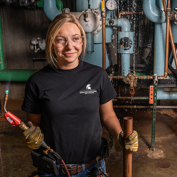 Lindsay Hasse, plumber at Michigan State University